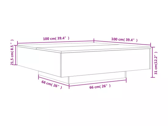 Table basse noir 100x100x31 cm bois d'ingénierie