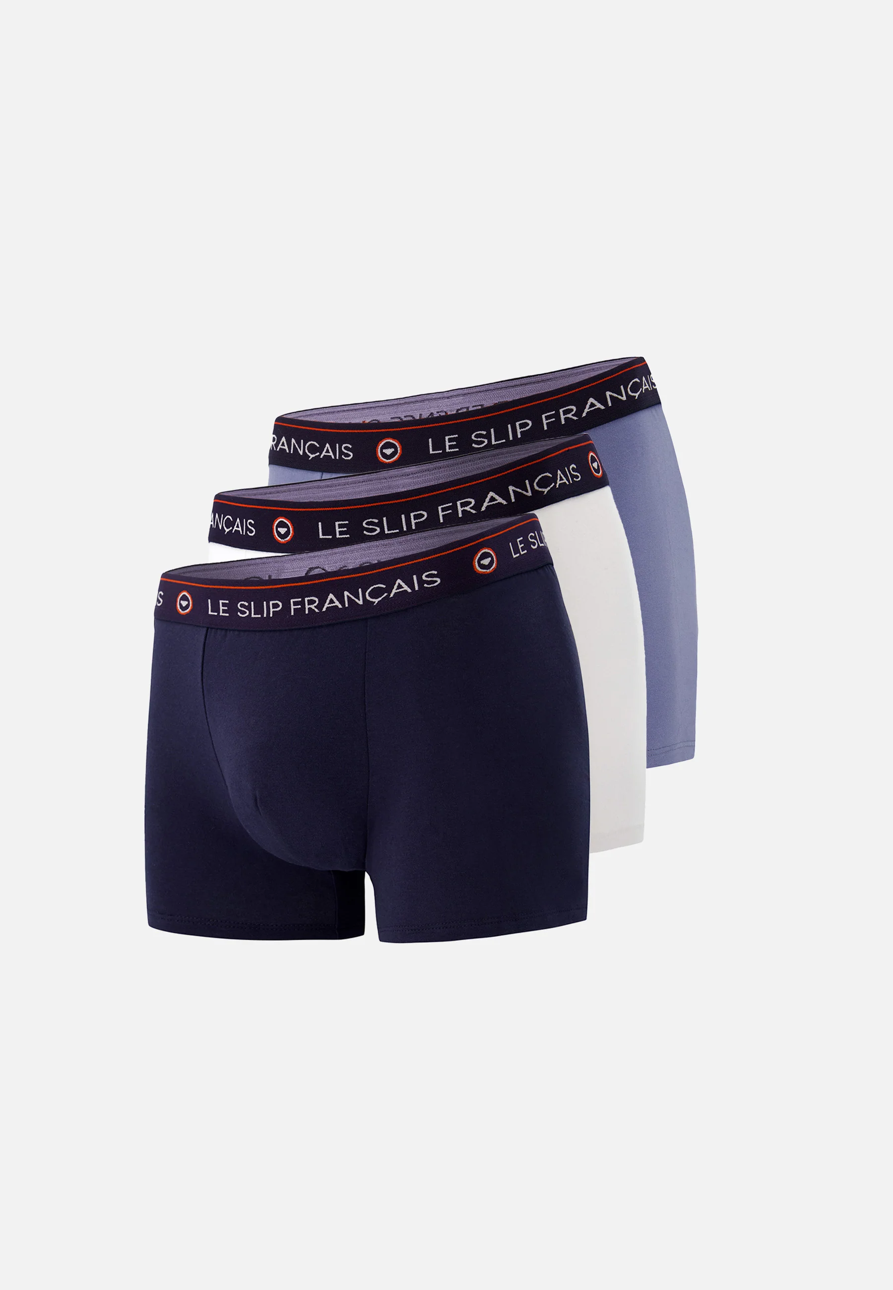 Trio de boxers en coton-Pack Trio Boxer Redoutable Marine Blanc Bleu Jean
