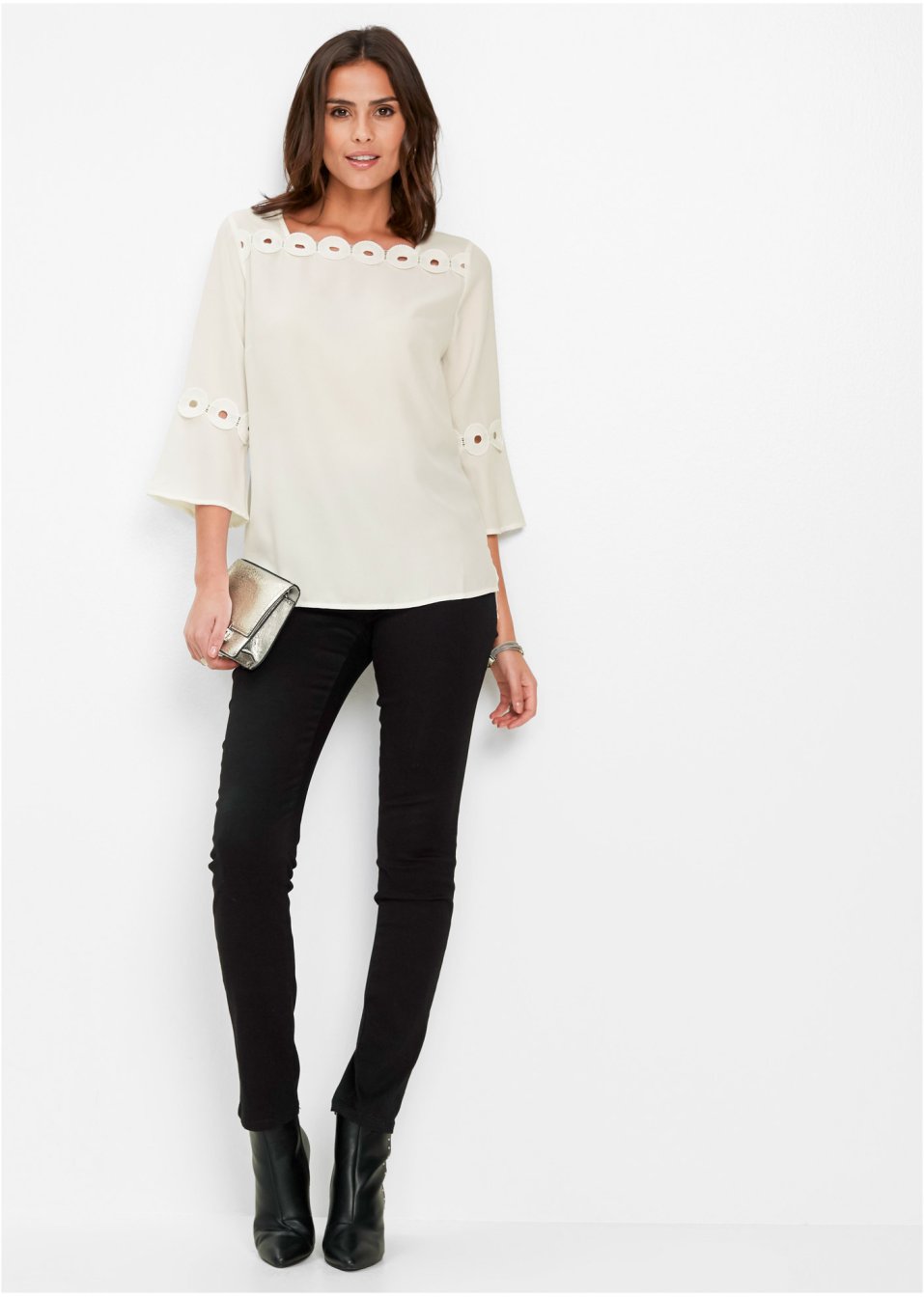 Blouse ample avec application, manches 3/4
