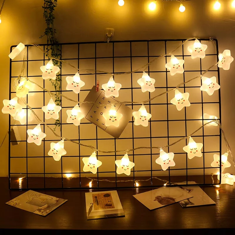 (2.8m) 20 LED's Deko Lichterkette Sternen Beleuchtung (Batteriebetrieben) - Warmweiss
