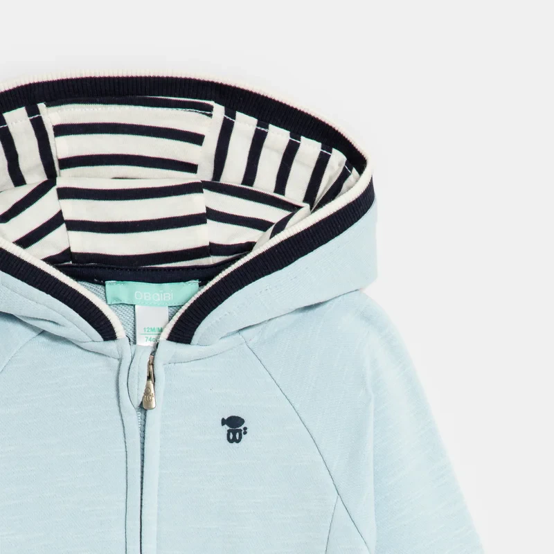 Sweat zippé molleton loutre bleu bébé garçon Bleu