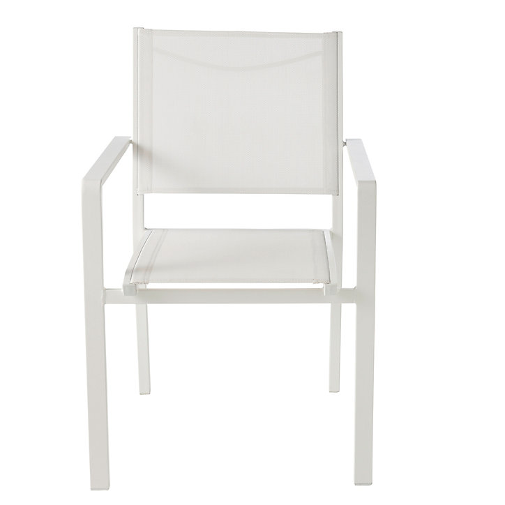 Fauteuil de jardin GoodHome Batz en aluminium et polyester - Coloris blanc éclatant - Hauteur 86 cm