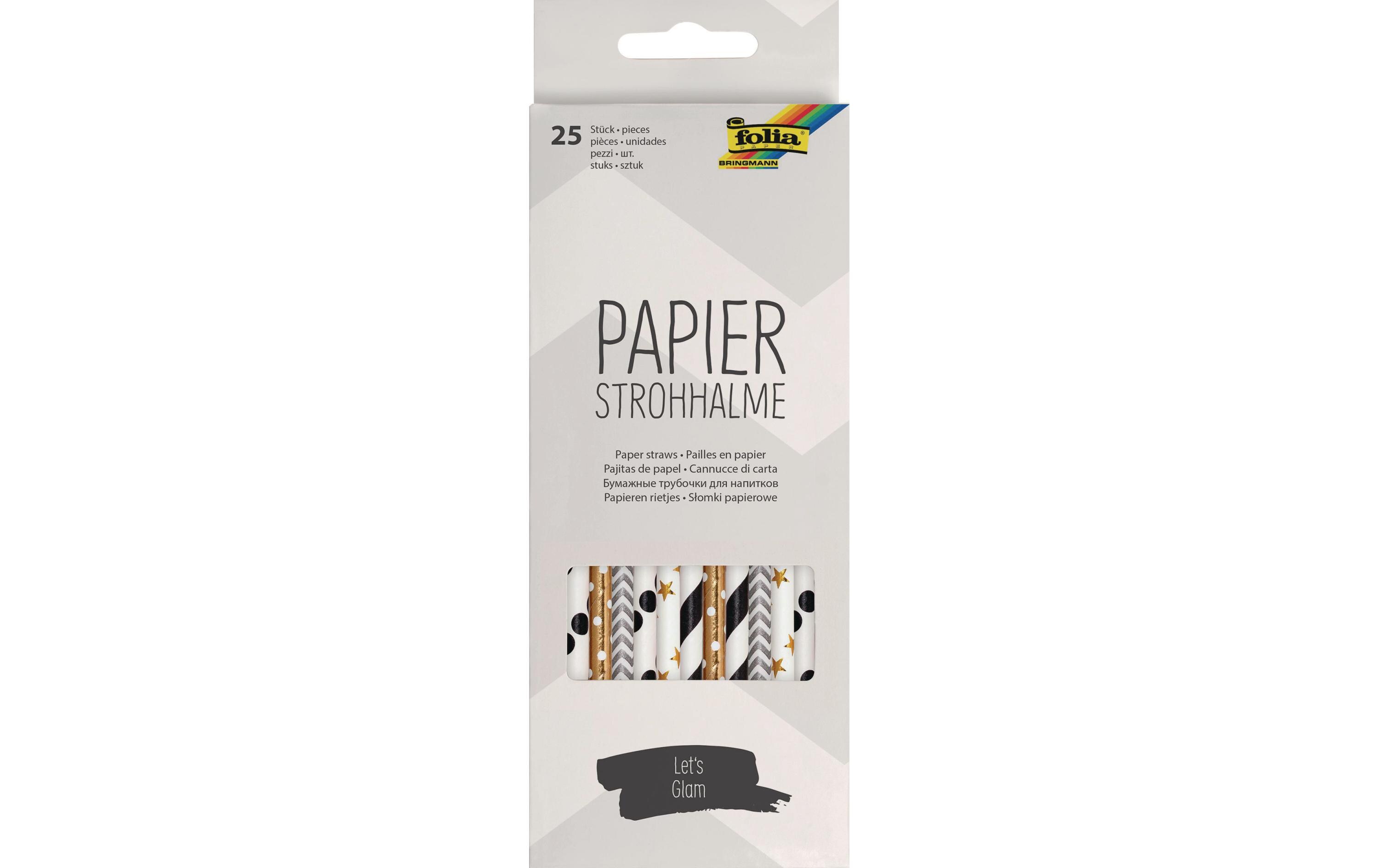 Strohhalm Papier, Glitzer, 25 Stück, MehrfarbigPapierstrohhalme mit Glitzer
