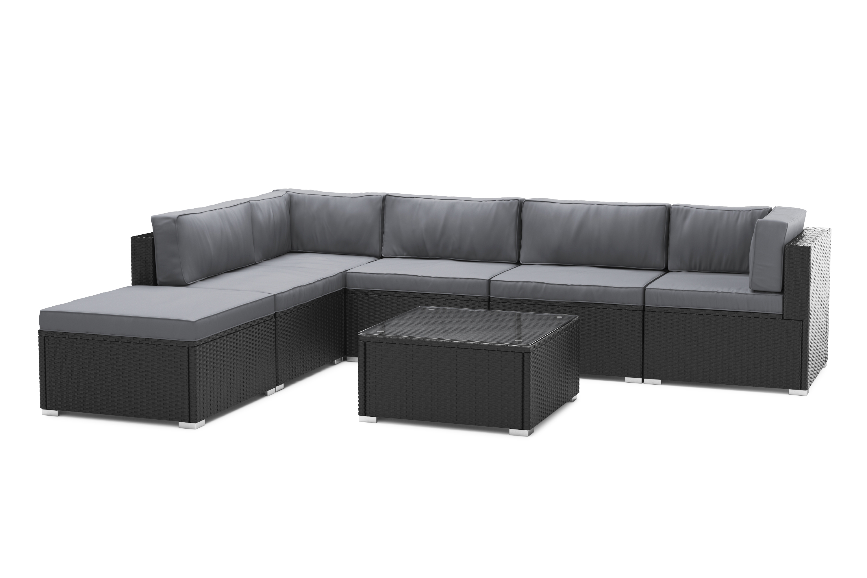 Mittelteil Rattanlounge KRETA schwarz/anthrazit