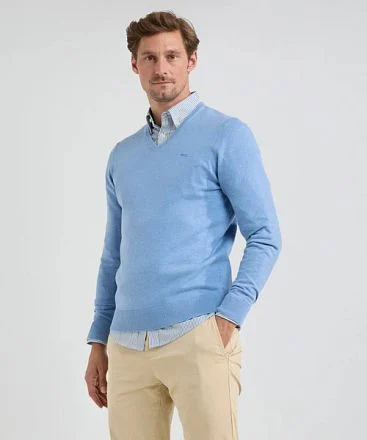 McGregor Trui Merino Blend V-Hals Sky Blauw MM242.1201.01-2005 kopen