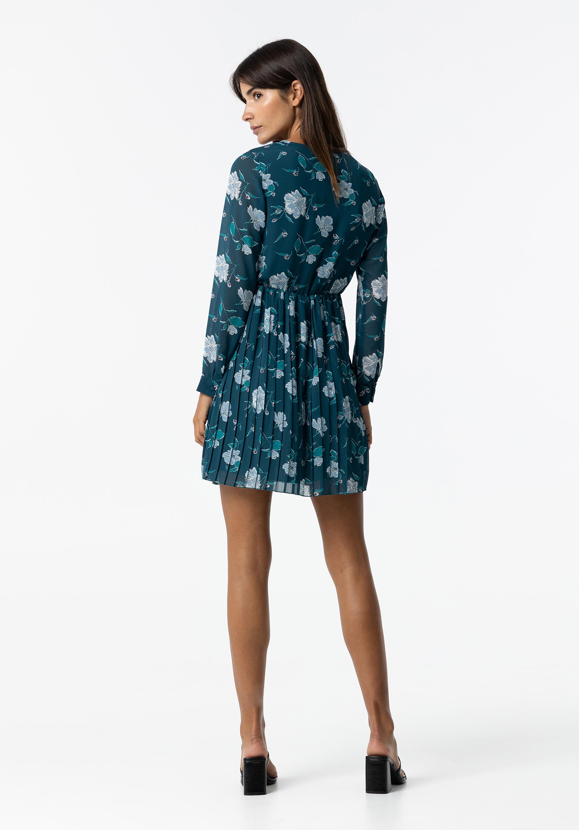 Vestido Estampado Floral Plissado
