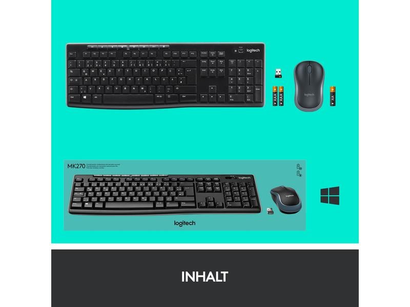 Logitech Tastatur-Maus-Set MK270 CH-Layout Kabelloses Tastatur-Maus-Set