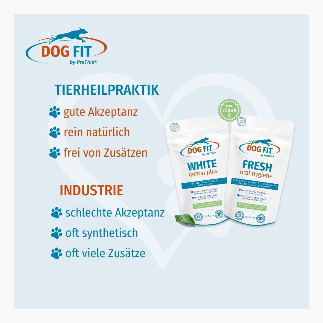 DOG FIT by PreThis® WHITE dental plus & FRESH Hunde » Zahnstein & Mundgeruch
