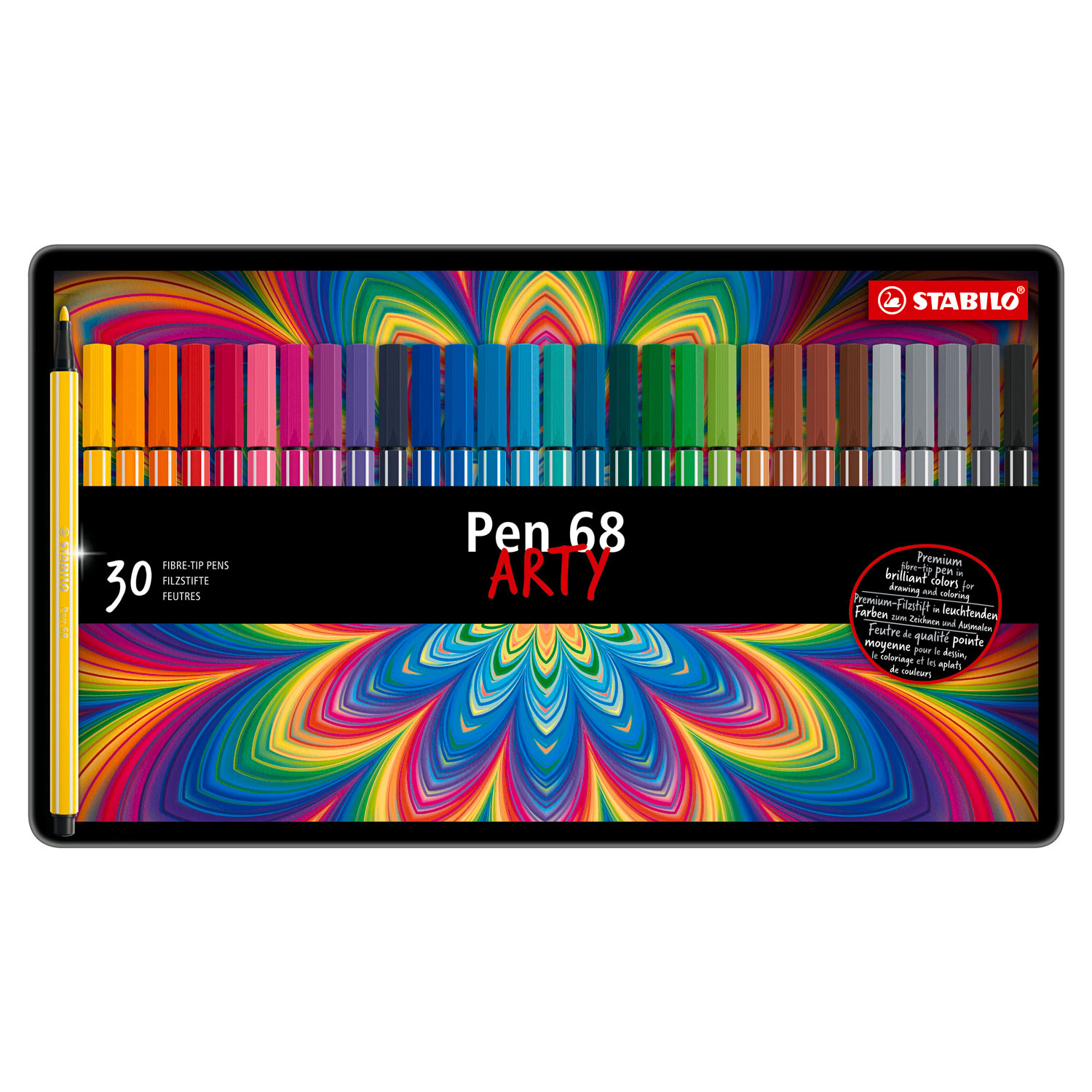 STABILO Pen 68 - Viltstift - Metalen Doos Met 30 Stuks