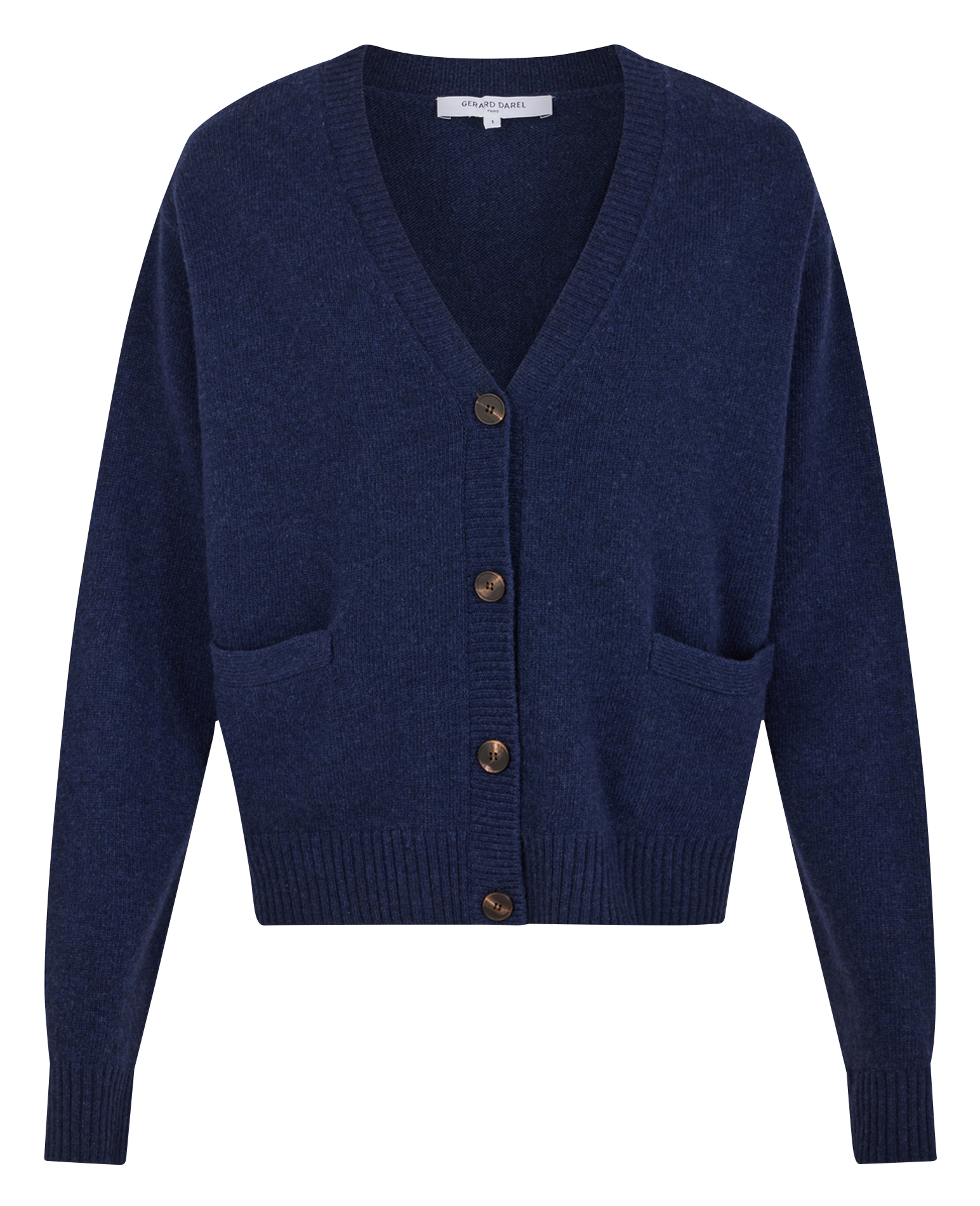 JEANETTE - Gilet col V en laine mélangée | Bleu