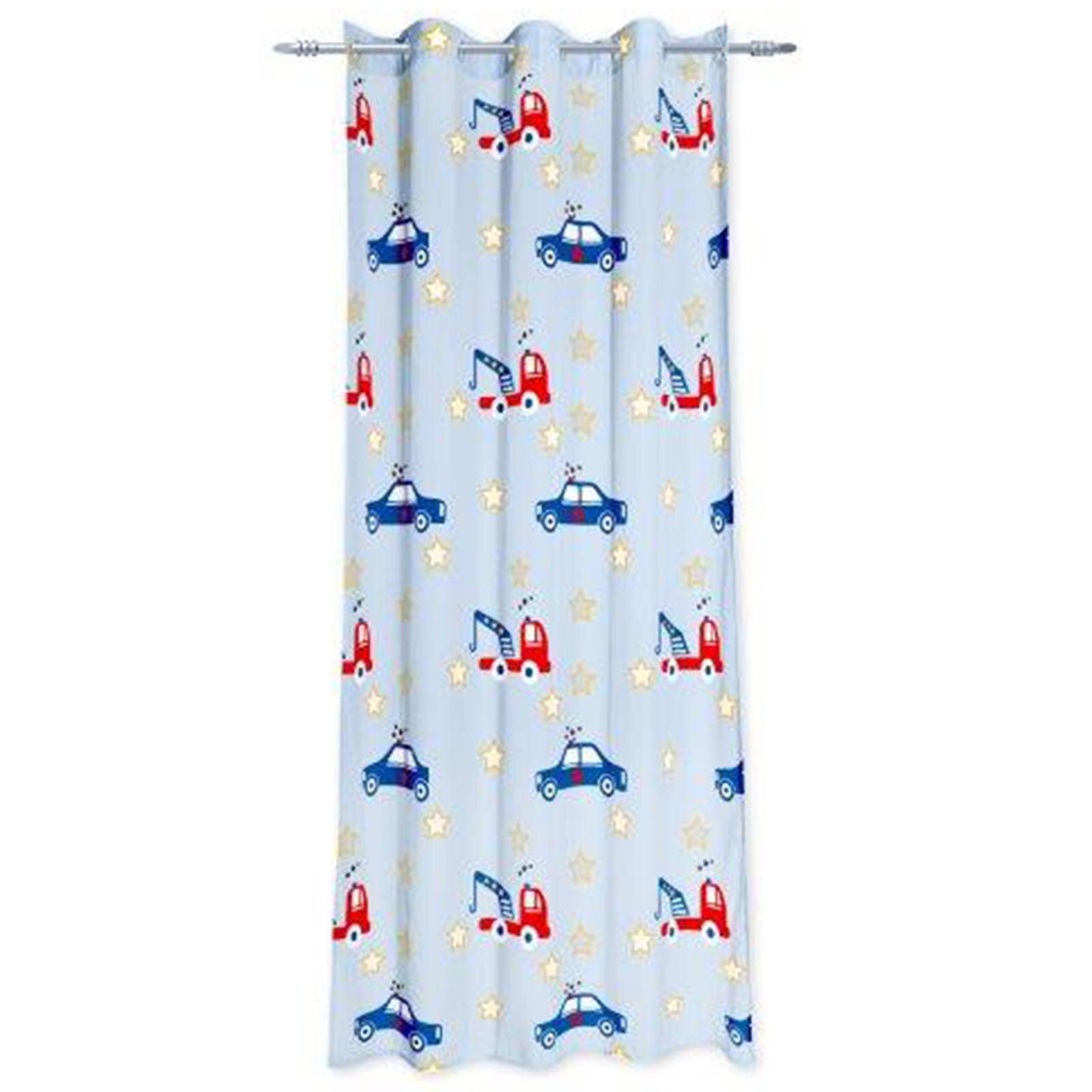 Ösenvorhang - hellblau - Autos - 245 cm