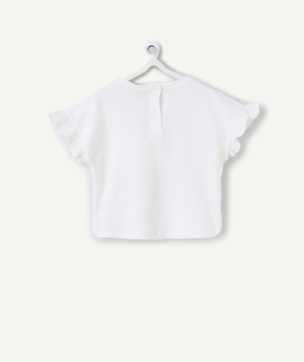 t-shirt manches courtes bébé fille coton bio blanc avec animation