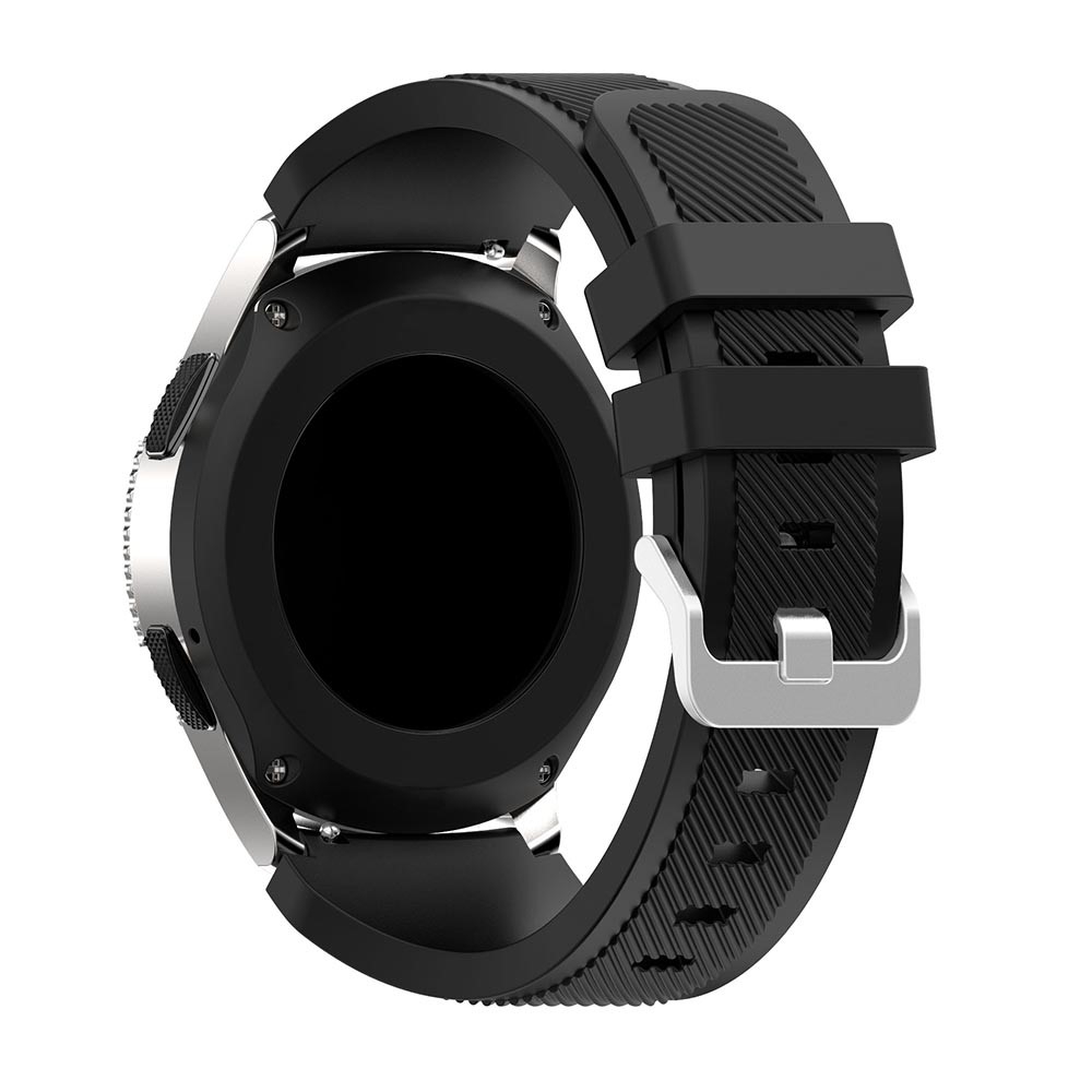 Samsung Galaxy Watch 46mm / Gear S3 Classic / S3 Frontier Ersatz Silikon Armband mit Metallverschluss - Schwarz