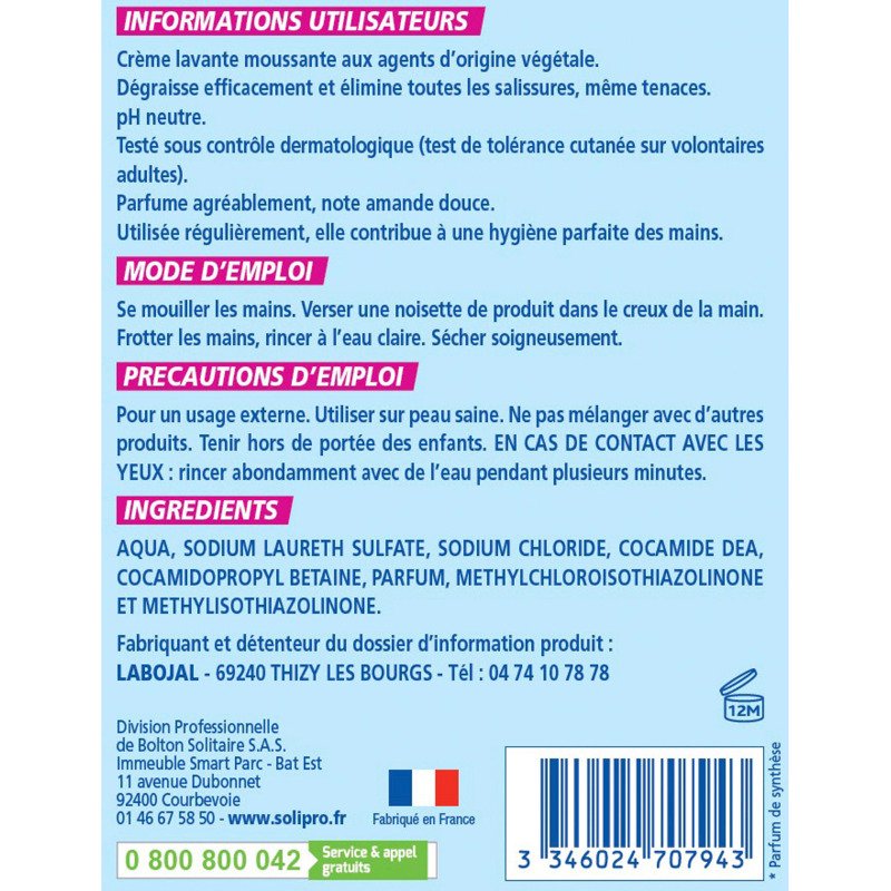 Crème lavante Savona amande douce - Flacon de 1 L