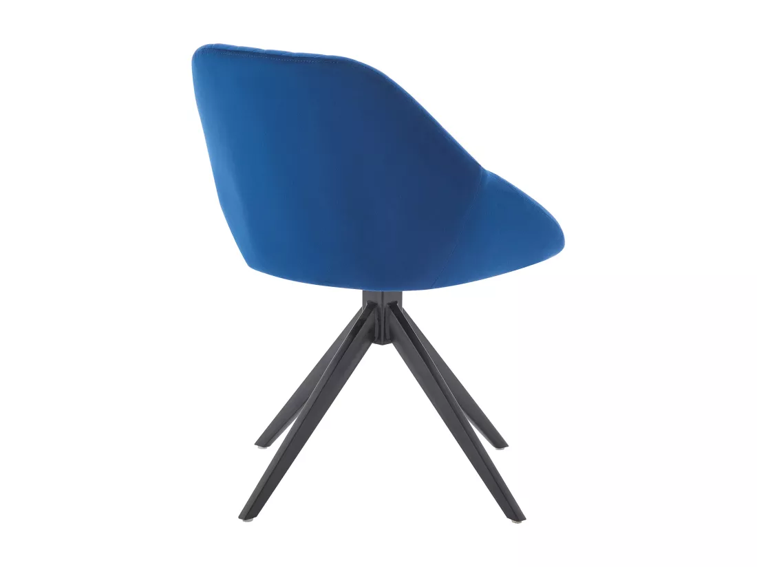 Chaise pivotante en velours et métal noir - Bleu roi - PRICILE