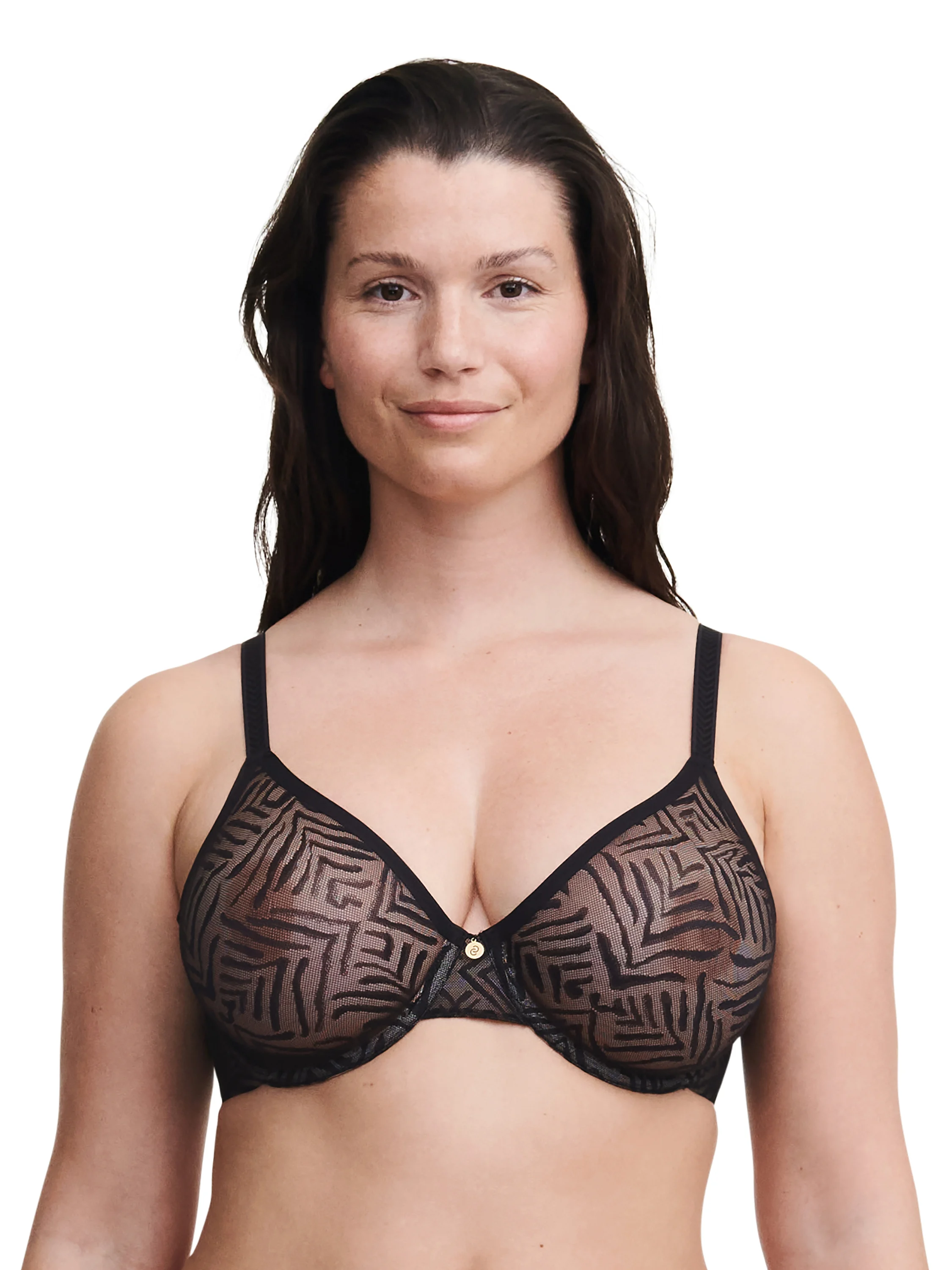 GRAPHIC ALLURE - Soutien-gorge moulé emboîtant en dentelle | Noir