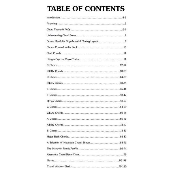 Cabot Books Publishing Octave Mandolin Chord Bible