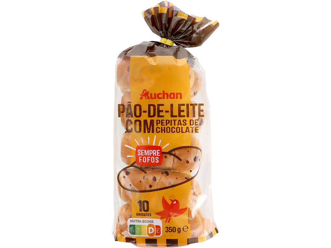 PÃO AUCHAN DE LEITE PEPITAS CHOCOLATE 10UN