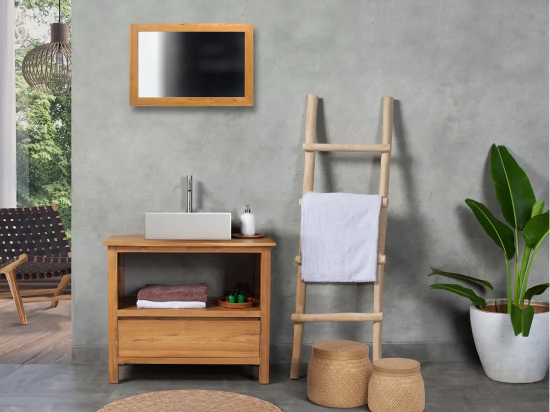 Meuble sous vasque en teck - 90 cm - KETAPANG