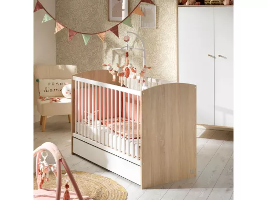 Lit bébé 60x120 Access - Blanc et bois