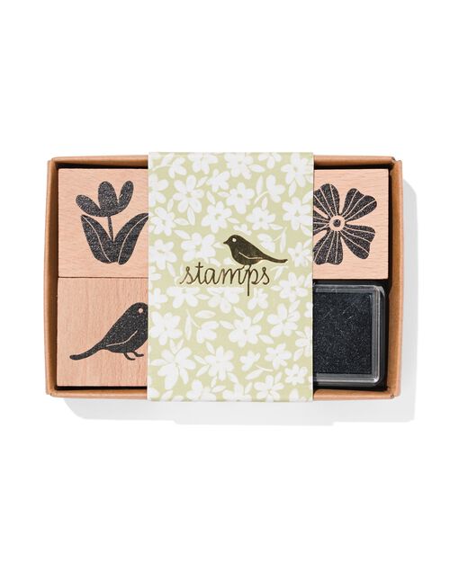 8 tampons en bois fleurs