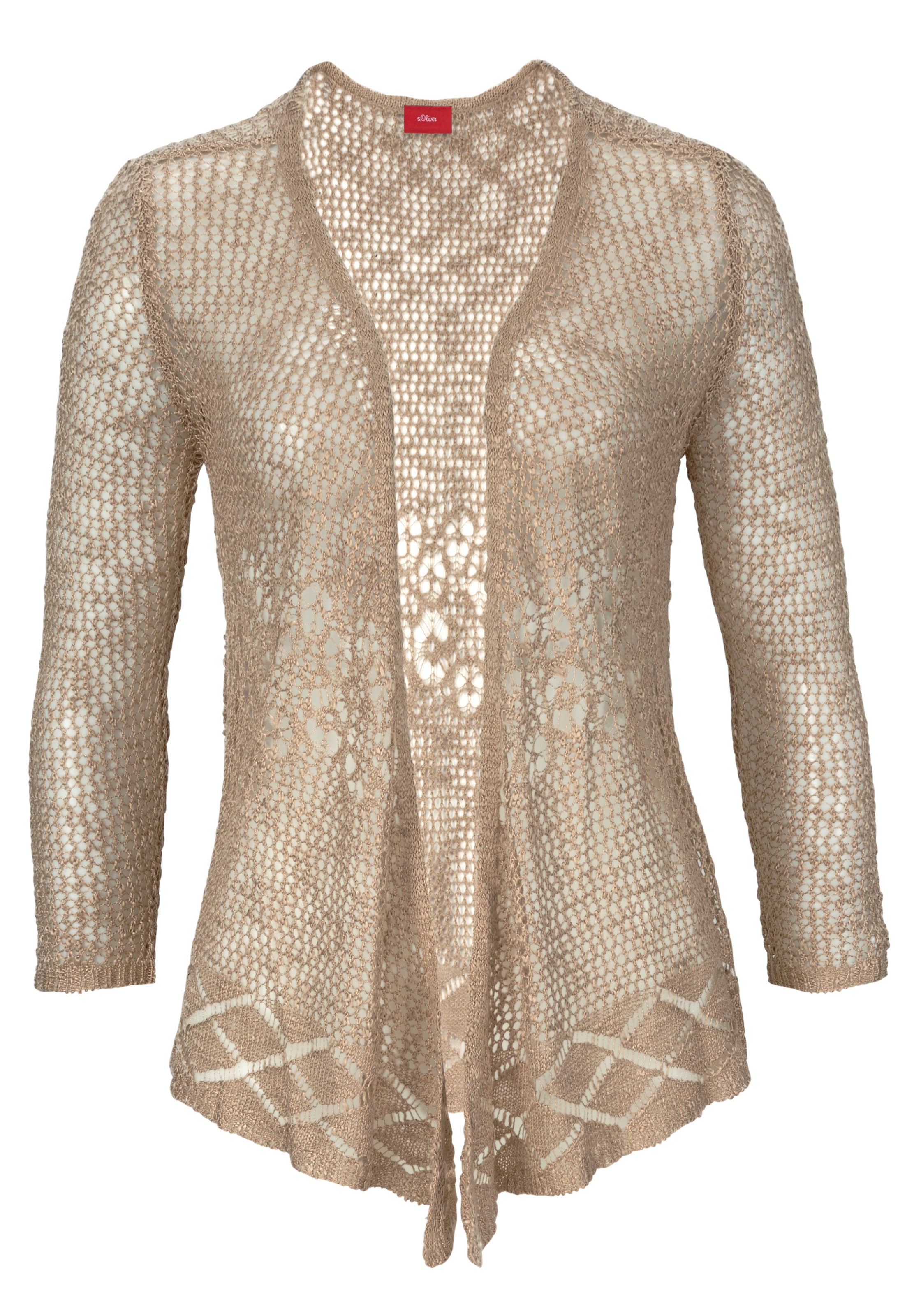 s.Oliver Strickjacke in luftiger Häkeloptik, sommerlicher Cardigan, lockere Passform