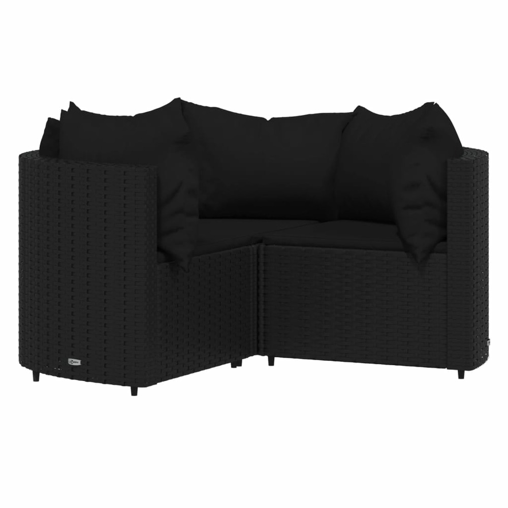 Salon de jardin meuble d'extérieur ensemble de mobilier 4 pièces avec coussins noir résine tressée