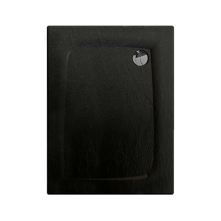 Receveur de douche rectangulaire 80x100cm, noir mat effet pierre, Allibert Mooneo