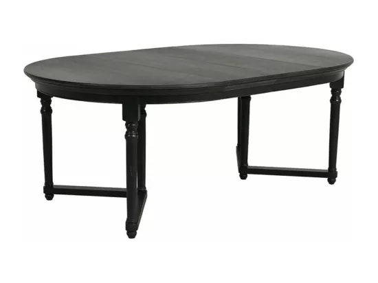 Table Ronde Extensible 6 Pieds Bois-MDF Noir - Harmonie Interior's
