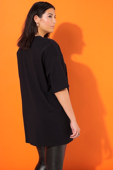 T-Shirt, oversized, Print mit Stickerei