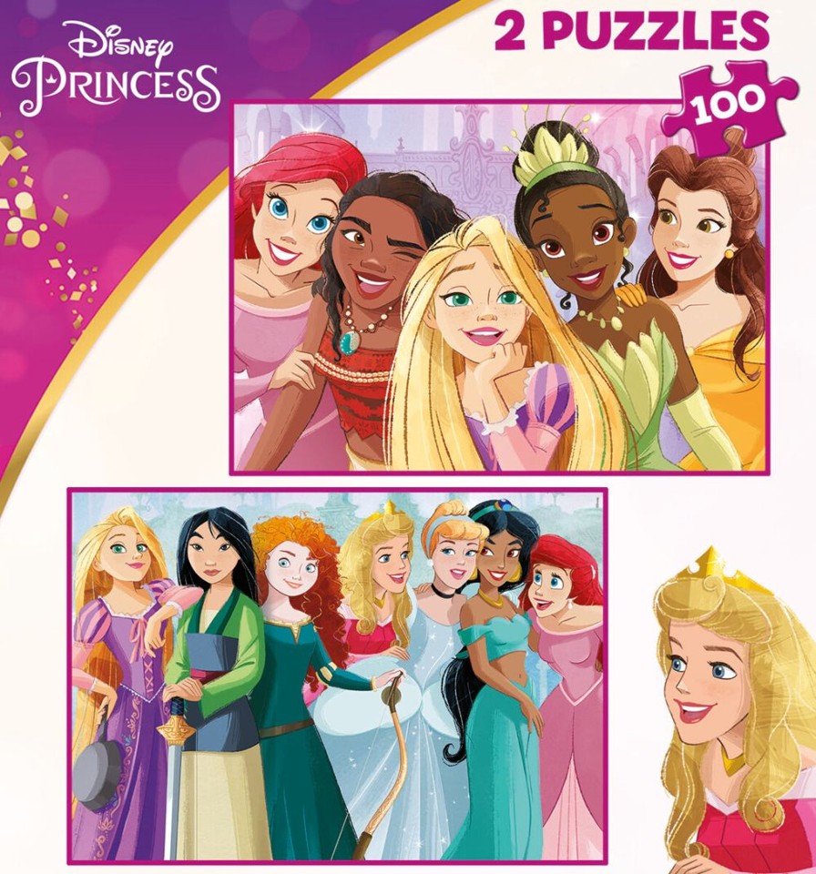 Educa - 2x100 Disney Prinsesser 2 Puslespil Træ
