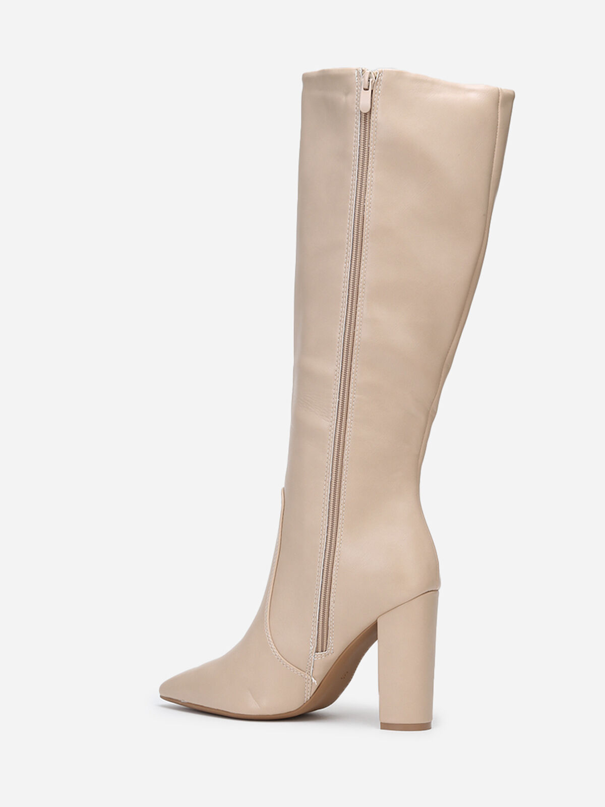 Bottes pointues en simili rigide- Beige