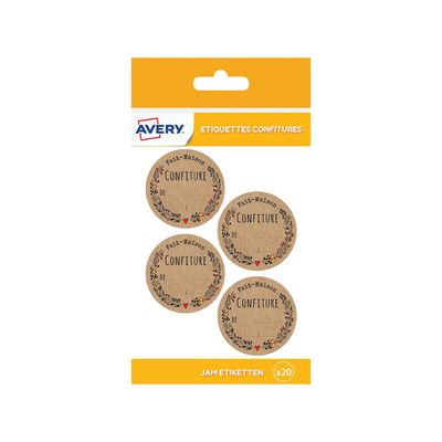 Avery - 20 Étiquettes rondes confiture fait maison - diamètre 47,5 mm