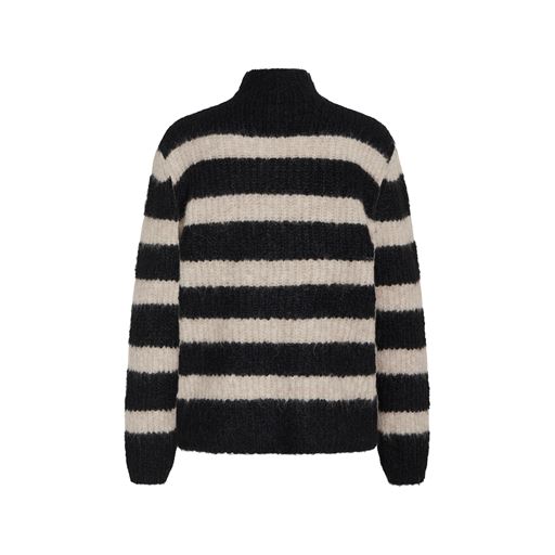 Bruuns Bazaar Syringa Tika Striktrøje, Black/Beige Stripes, XL
