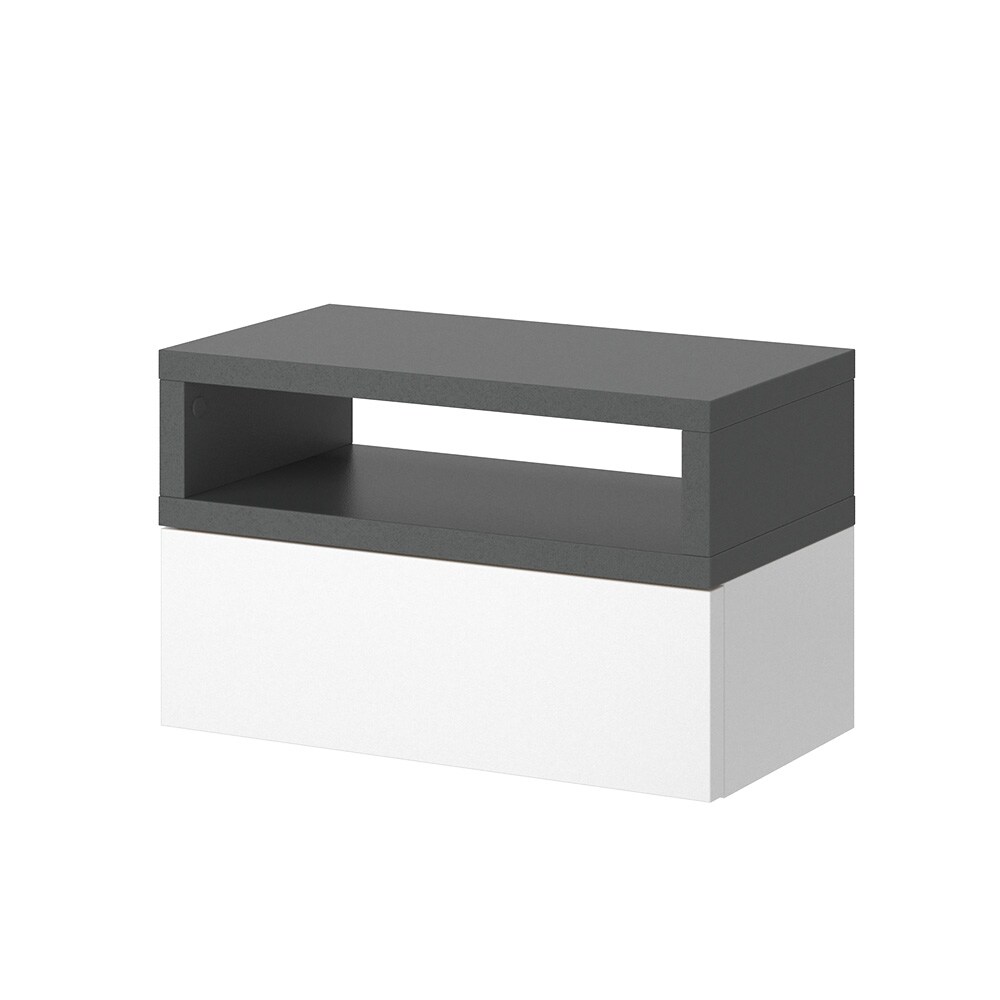 Vicco hängender Nachttisch Urbano, 45x28cm, Weiß Anthrazit, Kommode mit Schublade