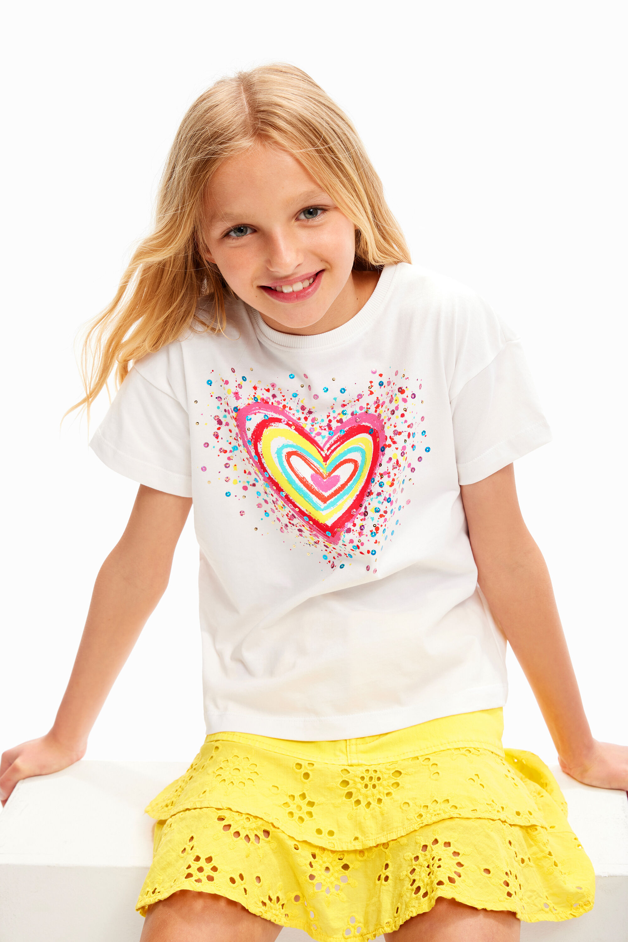 T-shirt cœur paillettes