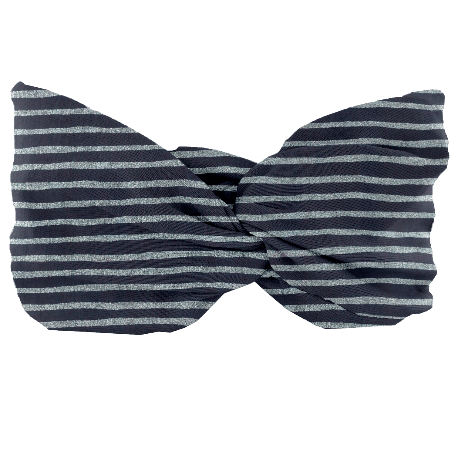 Bandeau Jersey Croisé Enfant Rayé Argent Marine