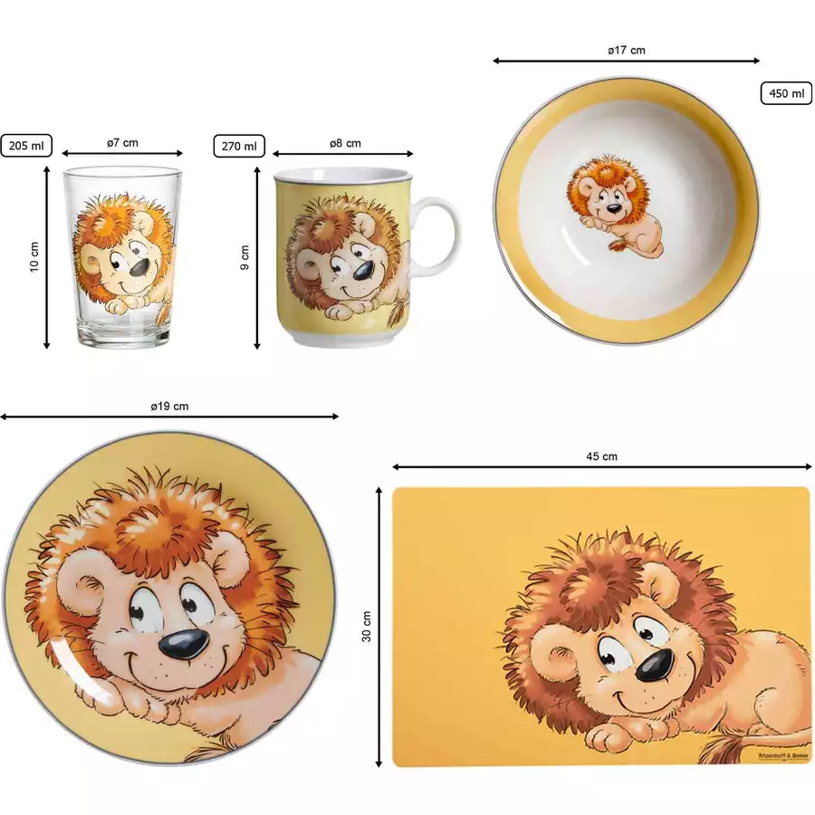Ritzenhoff & Breker GmbH & Co. KG Geschirr-Set mit Kinderbecher Happy Zoo Löwe 7er Set bunt