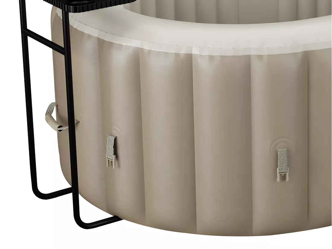 SPA gonflable ovale 2 places - L190 x P120 x H65 cm - 90 buses d'air - Taupe et beige - B-LUCKY II