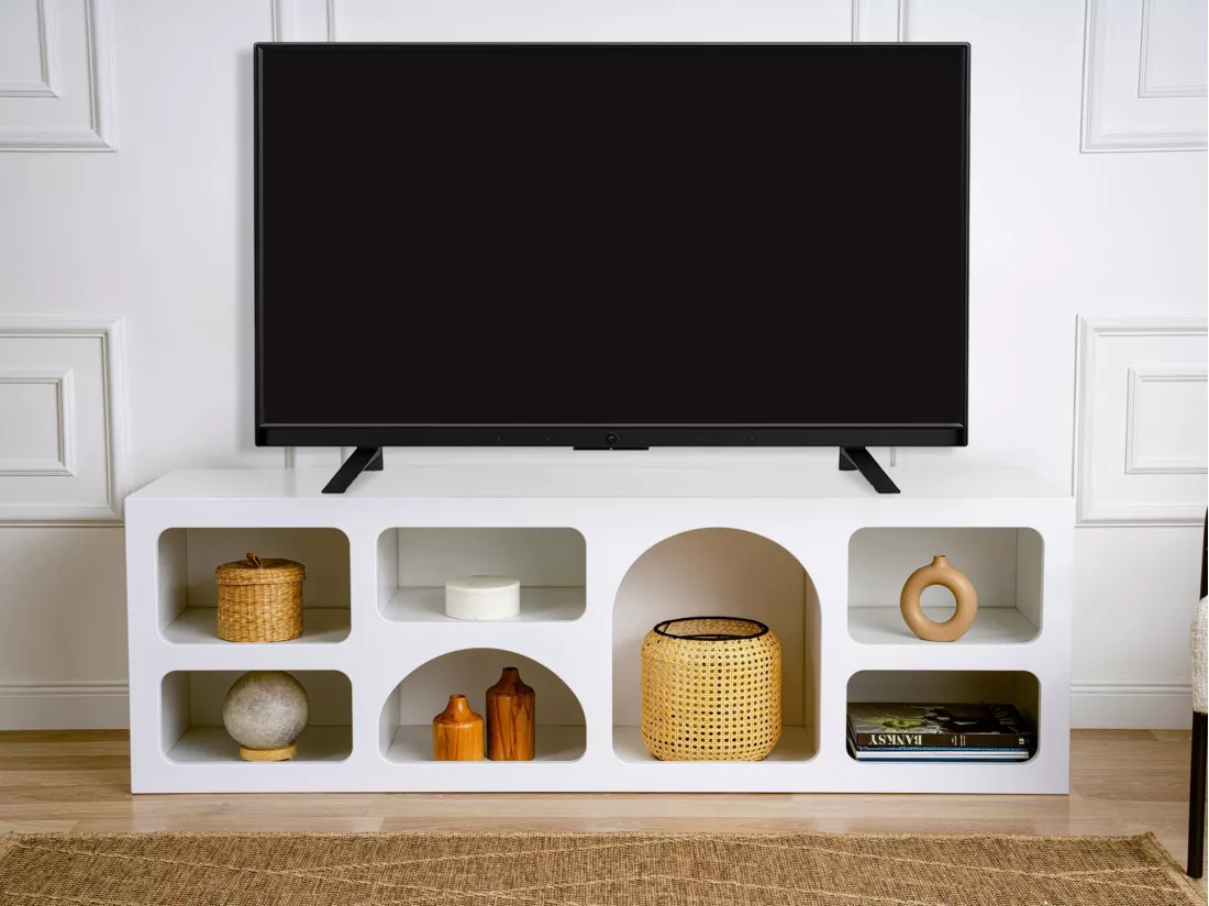 Meuble TV avec 7 niches - Blanc - LUELA