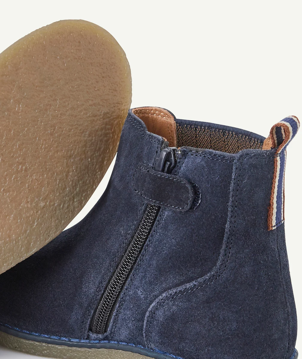BOTTINES ÉLASTIQUÉES GARÇON EN CUIR BLEU