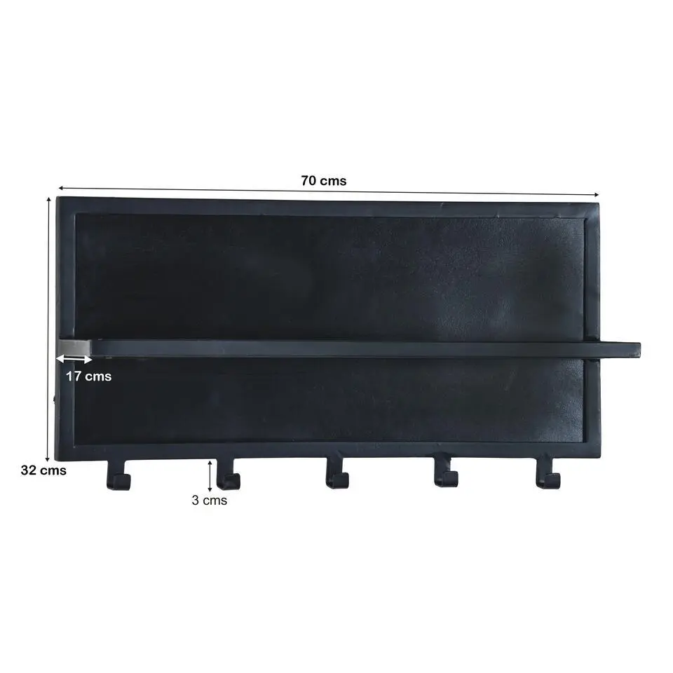 Kapstok Mangohout Zwart - 17x70x32cm - Kapstok Brix Caro