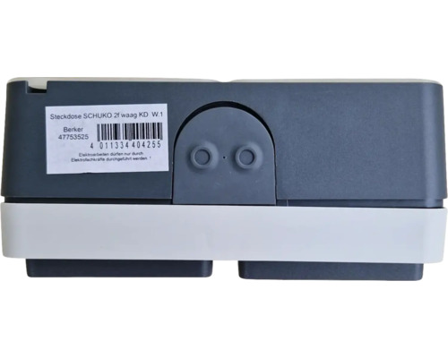 Berker 47753525 Dubbele veiligheidscontactdoos IP55 opbouw grijs/lichtgrijs-mat W.1 met klapdeksel horizontale montage