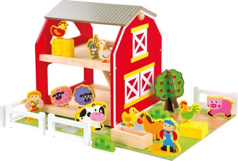 Bino - Speelset Boerderij Met Dieren - Hout - 49-delig - 50 cm