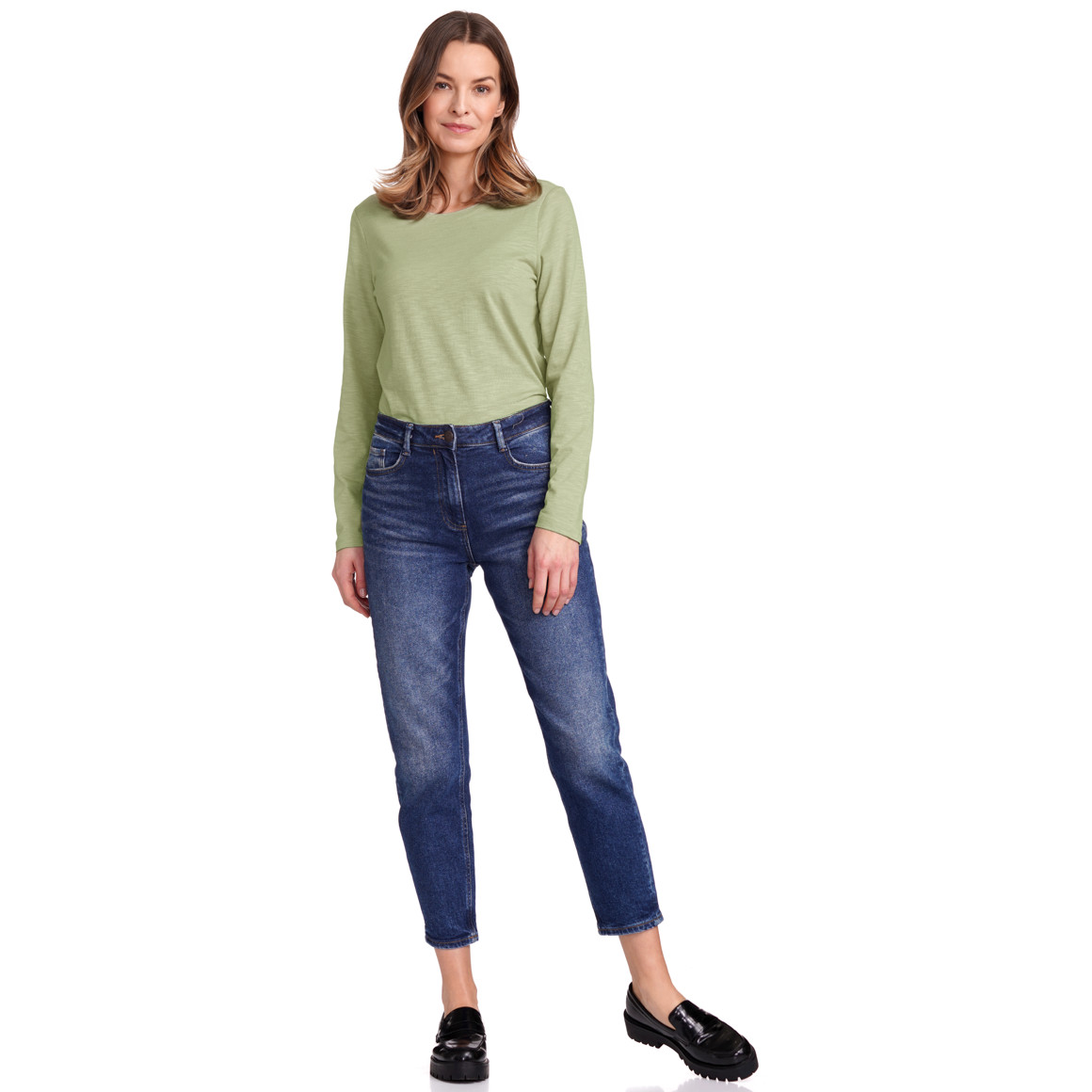 Gina Benotti Damen Langarmshirt unifarben hellgrün