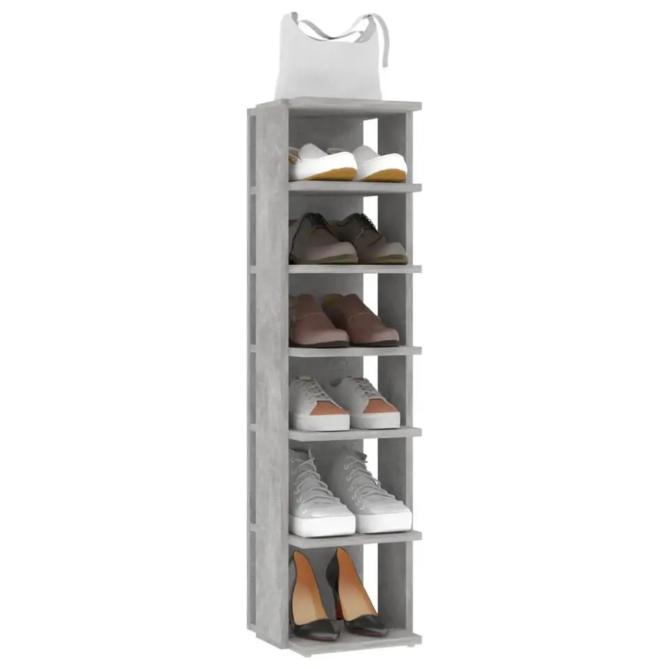 vidaXL - 6-laags Schoenenkast 6 paar - Betongrijs - Hout - 27.5x27x102 cm
