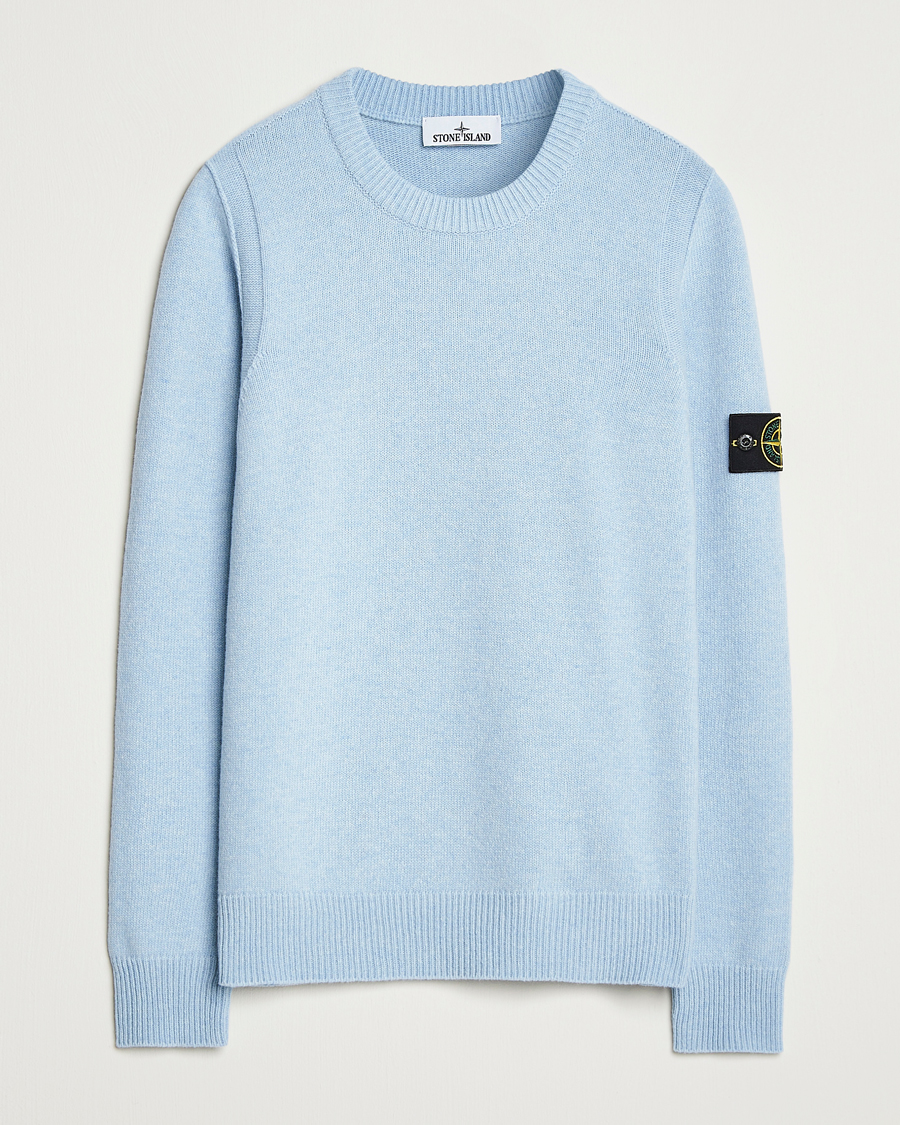 Stone Island Knitted Lambswool Crew Neck Sky Blue