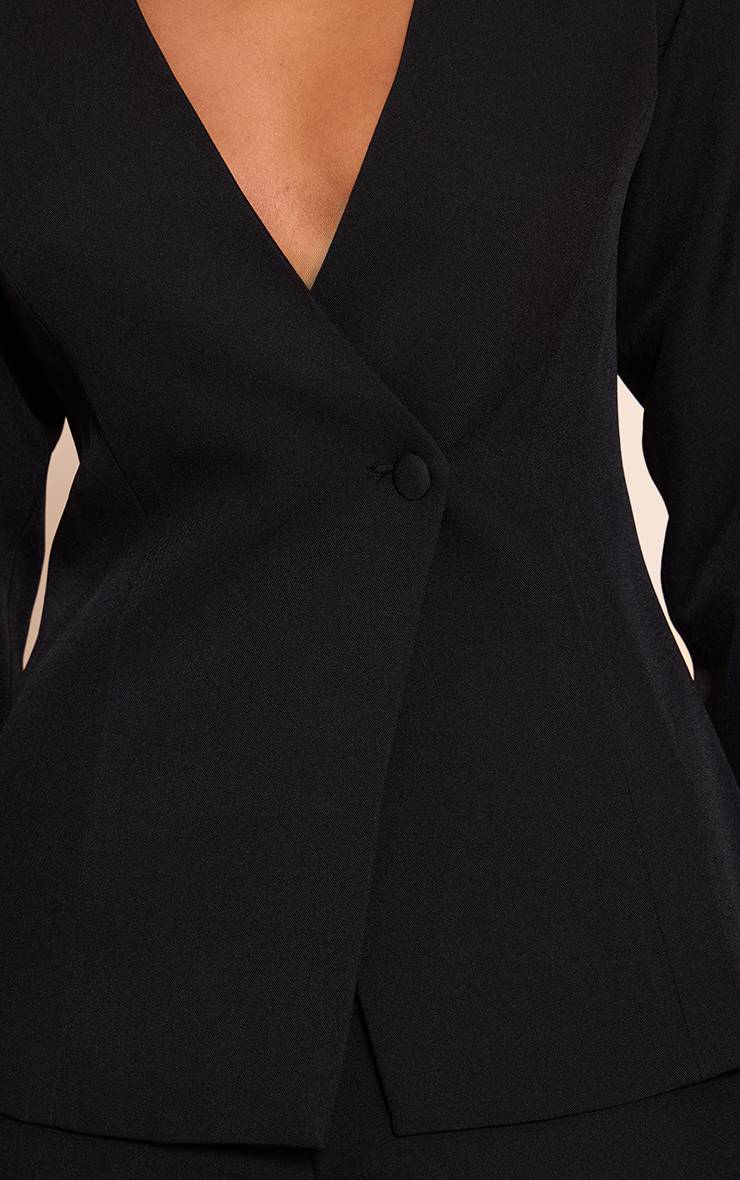 Noir Ensemble Blazer Asymétrique Cintré À La Taille Ajusté