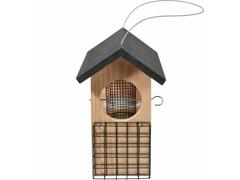 dobar Vogelfutterstation 7-in-1, 39 x 19 x 29 cm, Holz Wildvogel-Futterhaus zum Aufhängen
