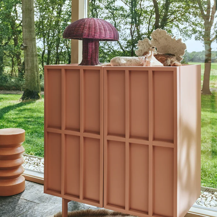 HKliving - Rattan Tischleuchte, coral